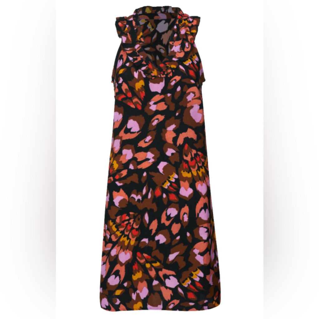 Cabi Abstract Floral Dress - Black, Pink, Brown, Orange
